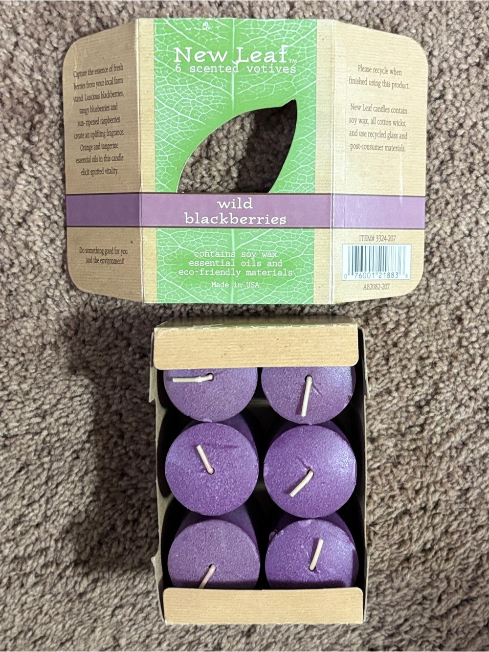 New Leaf Wild Blackberries Scented Soy Votives - Set of 6